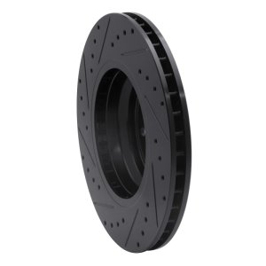 BMW 335I Brake Rotor (1) - Front Right - R1 Concepts - Drilled & Slotted - Black - `07-`15